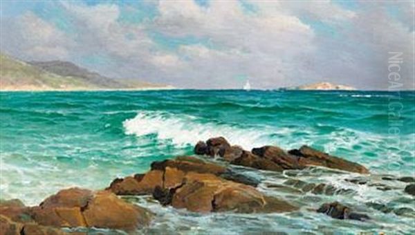 Beach Of St. Thomas In The Danish West Indies With A Turquoise Colored Sea by Andreas Christian Riis Carstensen