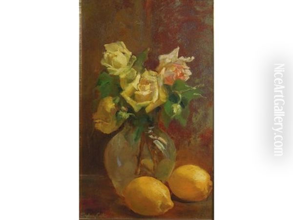 Still Life With Roses And Lemons by Sydney Carter