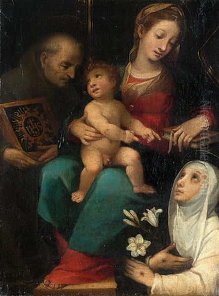 The Madonna And Child With Saints Bernardino And Catherine Of Siena by Alessandro Casolani