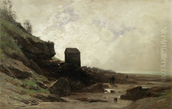 Au Pied Du Mont St. Michel, Normandie by Elisee Jules Gustave Castan