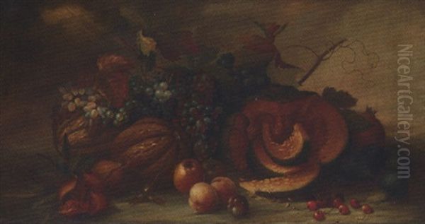 Squashes, Pomegranates, Figs, Grapes, Apples And Peaches by Pieter Casteels III