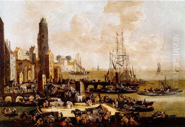 Scene De Port Mediterraneen by Pieter Casteels the Younger