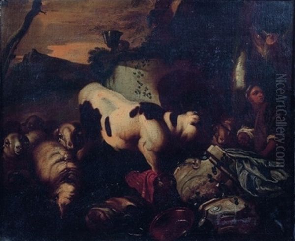 Berger Et Son Troupeau by Giovanni Benedetto Castiglione