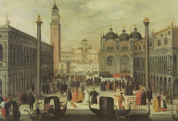 Venice, The Piazzetta And The Dodge's Palace by Louis de Caullery