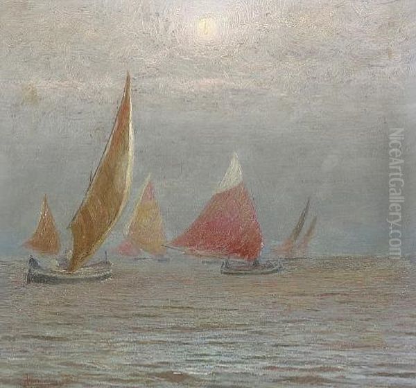 Fishing Boats On The Venetian Lagoon by Ludovico Cavaleri