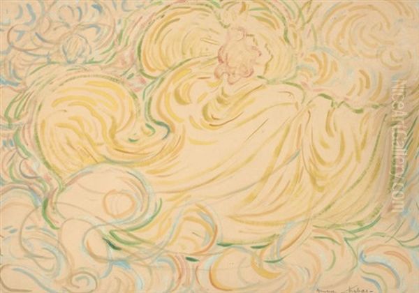 Femme A La Robe Jaune by Maurice Chabas