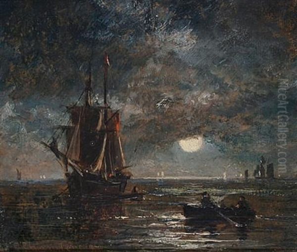 Shipping By Moonlight by George William Crawford Chambers