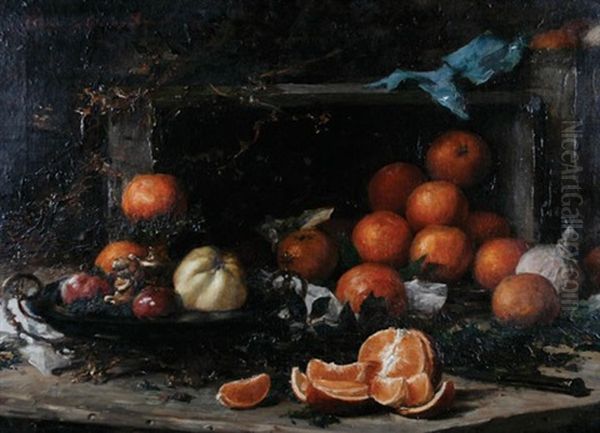 Still Life Of Fruit by Therese De Champ-Renaud