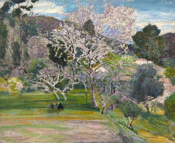 La Cueillette Sous Les Arbres En Fleurs by Victor Charreton