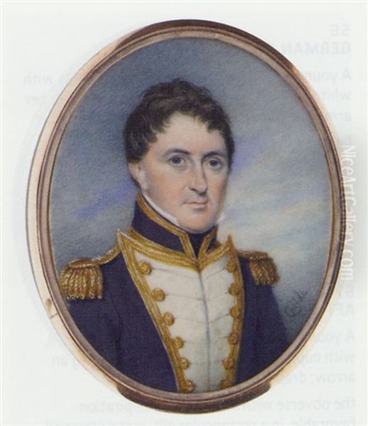 Admiral John Jarvis Tucker In Dress Uniform Of Blue Coat With Gold-bordered White Facings And Gold Epaulettes; Sky Background by James Warren Childe