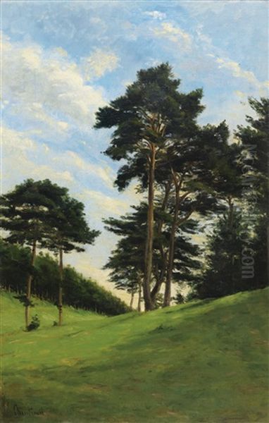 Arbres Dans La Prairie by Antoine Chintreuil