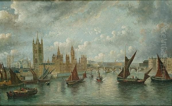 View Of Westminster Form The Thames by John Macvicar Anderson