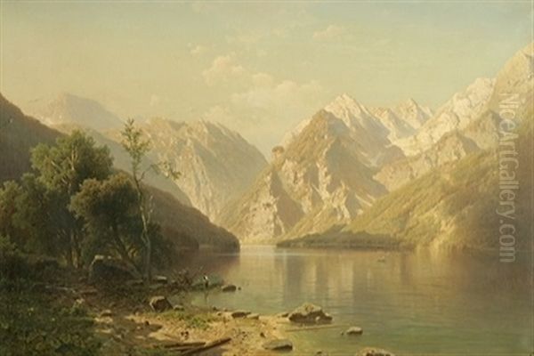 Paysage Montagneux Avec Lac by Adolf Chwala