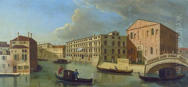 Der Palazzo Lezze Mit Der Scuola Grande Di Santa Maria Della Misericordia In Venedig by Giovanni Battista Cimaroli