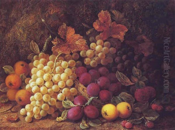 Still Life With Apples, Grapes, Plums And Raspberries by George Clare