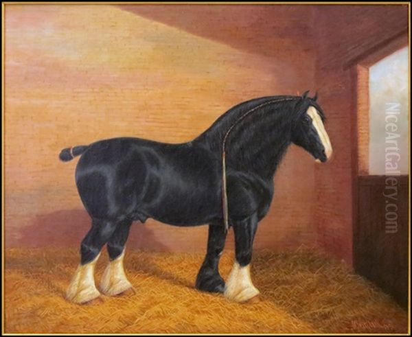 Shire Horse In Stable by Albert Clark