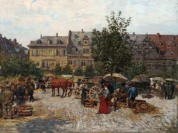 Elegante Dame Auf Einem Stadtischen Markt by Paul Andorff