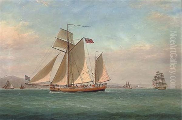 A Topsail Ketch On The Clyde Sailing Past The Cloch Lighthouse by William Clark