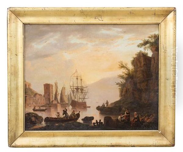 Harbor Scene With Fishing Boats, Circa 1845 by Jean Maxime Claude