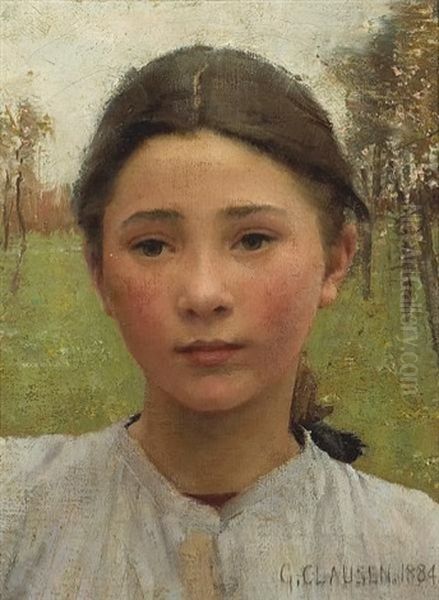 The Head Of A Young Girl by Sir George Clausen