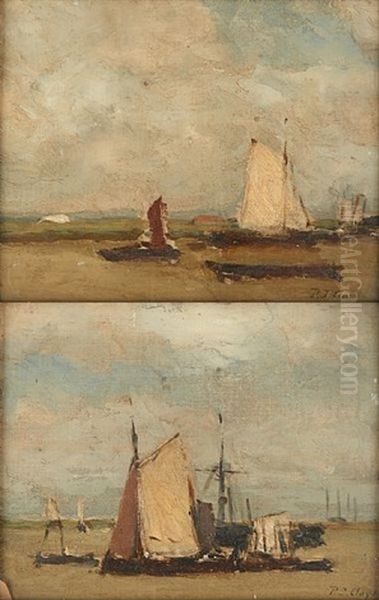 Voiliers Dans Un Estuaire (2 Works) by Paul Jean Clays