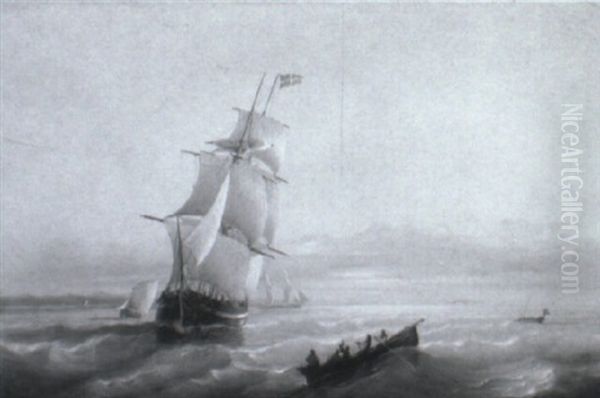 Ships On Stormy Sea by Paul Jean Clays