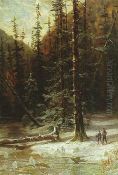 Hunters Along The Merced River, Yosemite Valley by Henry Cleenewerck