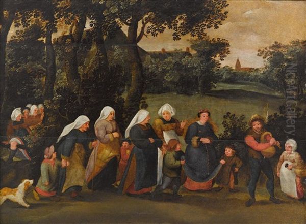 The Procession Of The Bride by Marten van Cleve the Elder