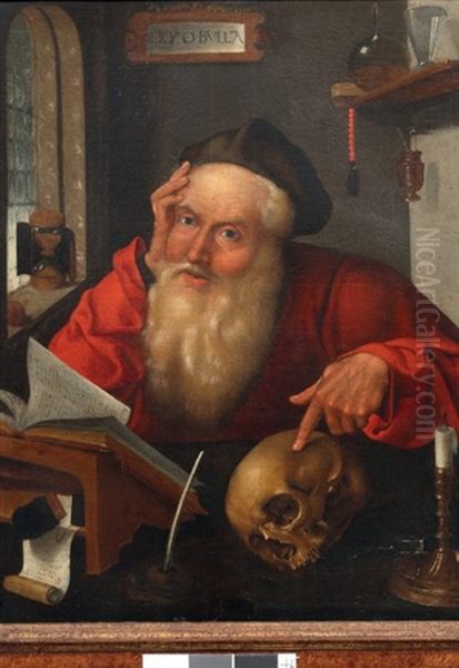 Saint-jerome Dans Son Cabinet De Travail by Joos van der Beke Cleve