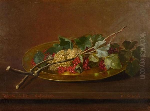 Stilleben Mit Johannesbeeren Auf Einem Teller by Jules Jacques Olivier de Cocquerel