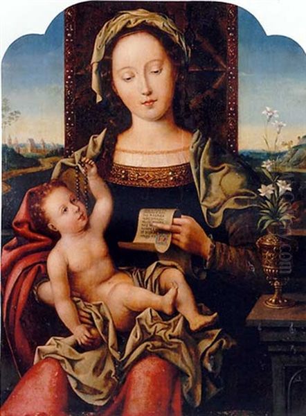 The Virgin And Child Enthroned by Pieter Coecke van Aelst the Elder