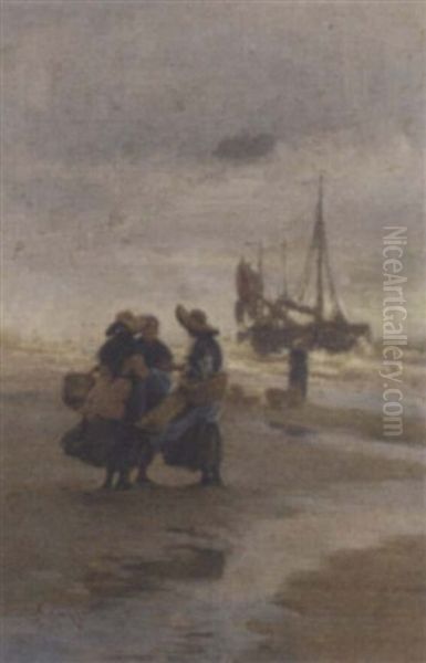 Fisherwomen Gossiping On The Foreshore by Minnie Agnes Cohen