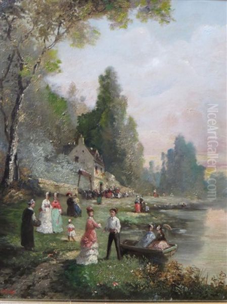 Fete Au Bord Du Lac by Guillaume Francois Colson