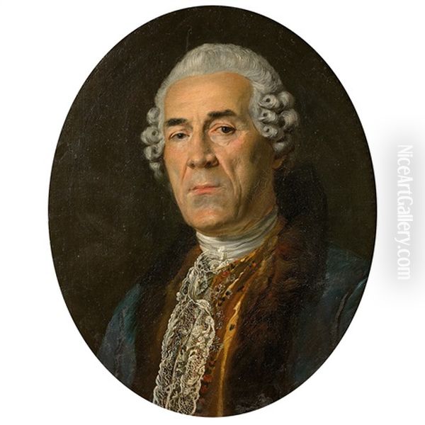 Portrait D'homme A La Lavalliere De Dentelle by Jean Francois Gilles Colson