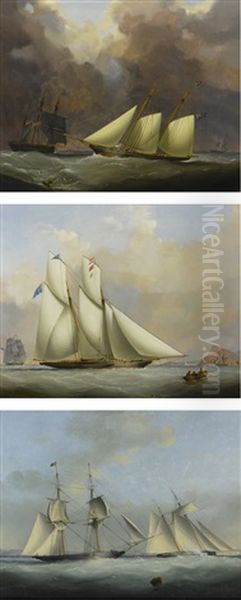 A Yacht And A Norwegian Coaster In A Storm; A Schooner Yacht Of The Royal Western Yacht Club Off Teignmouth And The 1000 Match Between Henry Bradley's Brig The Water Witch And Lord Belfast's Schooner Galatea: Three Paintings by Nicholas Condy