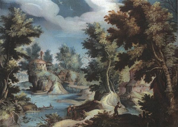 Paysage A La Riviere Et A L'eglise by Gillis Van Coninxloo III