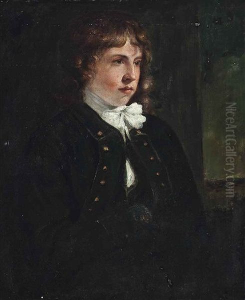 Portrait Of A Boy, Half-length, In A Dark Overcoat And A White Cravat, At A Window by John Constable