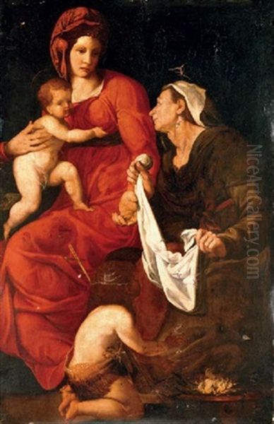 The Madonna And Child With Saint Elizabeth And The Infant Saint John The Baptist by Jacopo del Conte