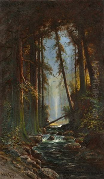 Stream Through Wooded Forest by Astley David Middleton Cooper