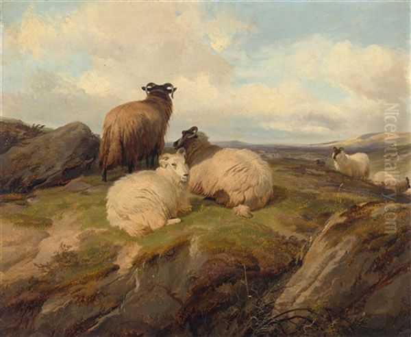 Moor Landscape With Sheep by William Sidney Cooper