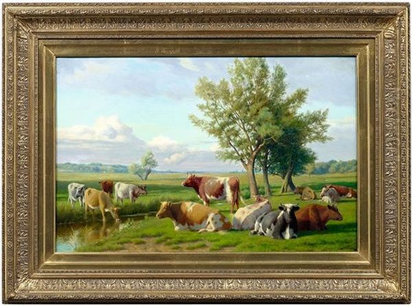 Weite Sommerlandschaft Mit Rinderherde by William Sidney Cooper