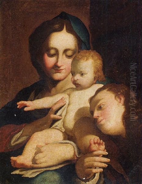 The Madonna And Child With The Infant Saint John The Baptist by  Correggio