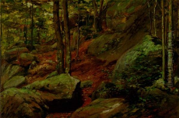 A Sun-dappled Path In The Woods by Charles Abel Corwin