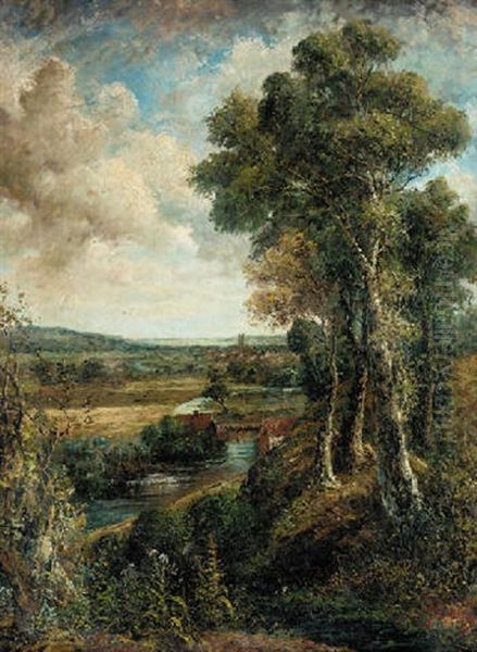 A Wooded River Landscape by Franz Courtens