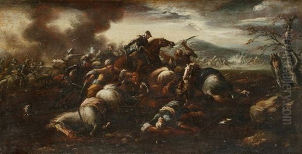 Combat De Chretiens Contre Des Turcs Oil Painting - Jacques Courtois