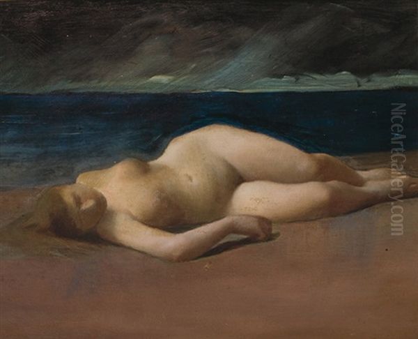 Reclining Nude On A Beach by Kenyon C. Cox