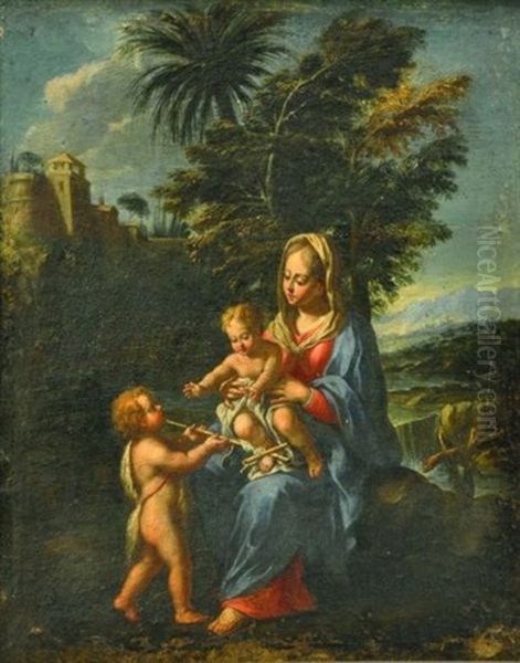 La Vierge A L'enfant Et Saint Jean-baptiste by Francesco Cozza