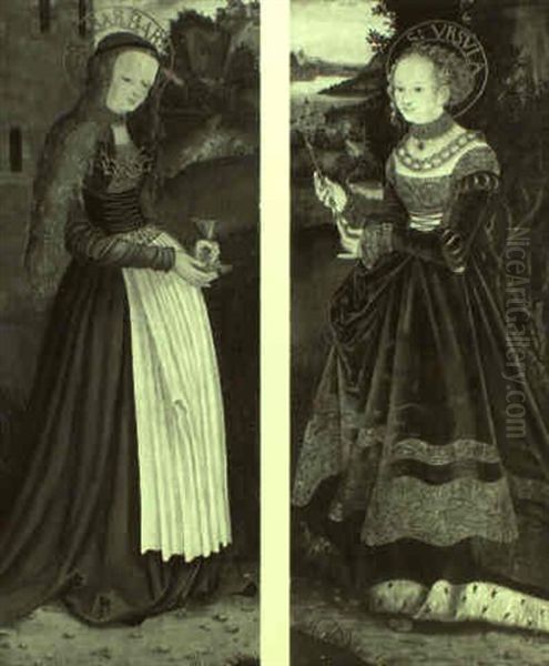 Wings Of An Altar Piece: St. Ursula & St. Barbara by Lucas Cranach the Elder