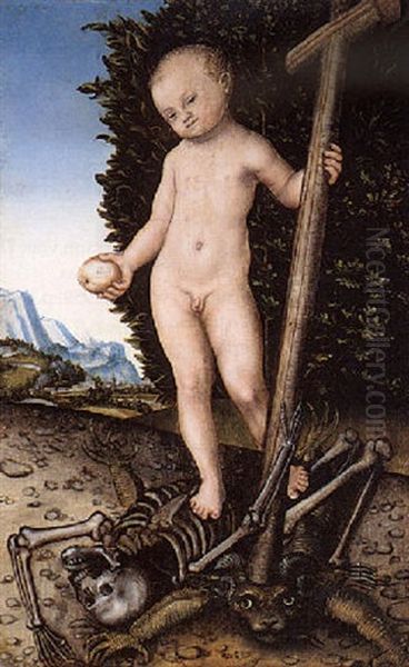 The Infant Christ As Redeemer by Lucas Cranach the Younger