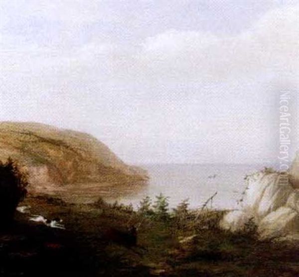 Stag Hunting By A Rocky Shore by William Nichol Cresswell